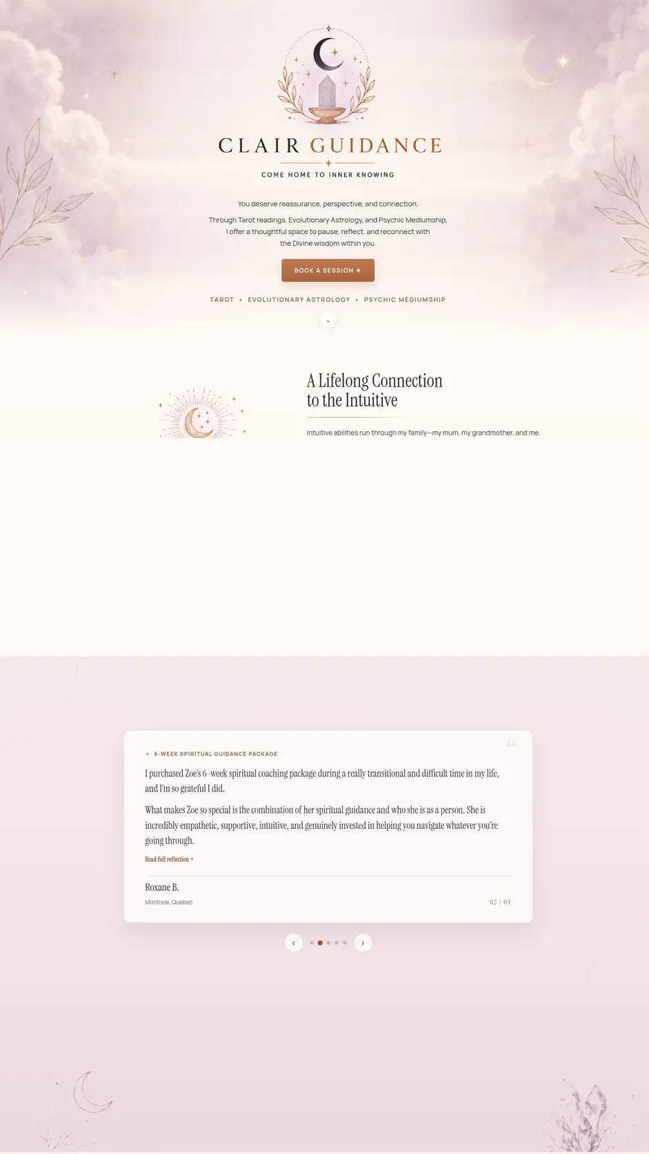 ClairGuidance custom service website designed by Groundwork Brand & Web